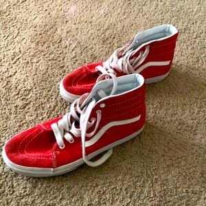 Vans size 7.5 red and white
